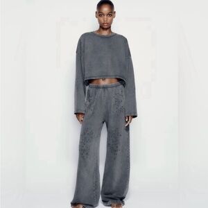 ZARA 2 piece distressed lounge sweatsuit